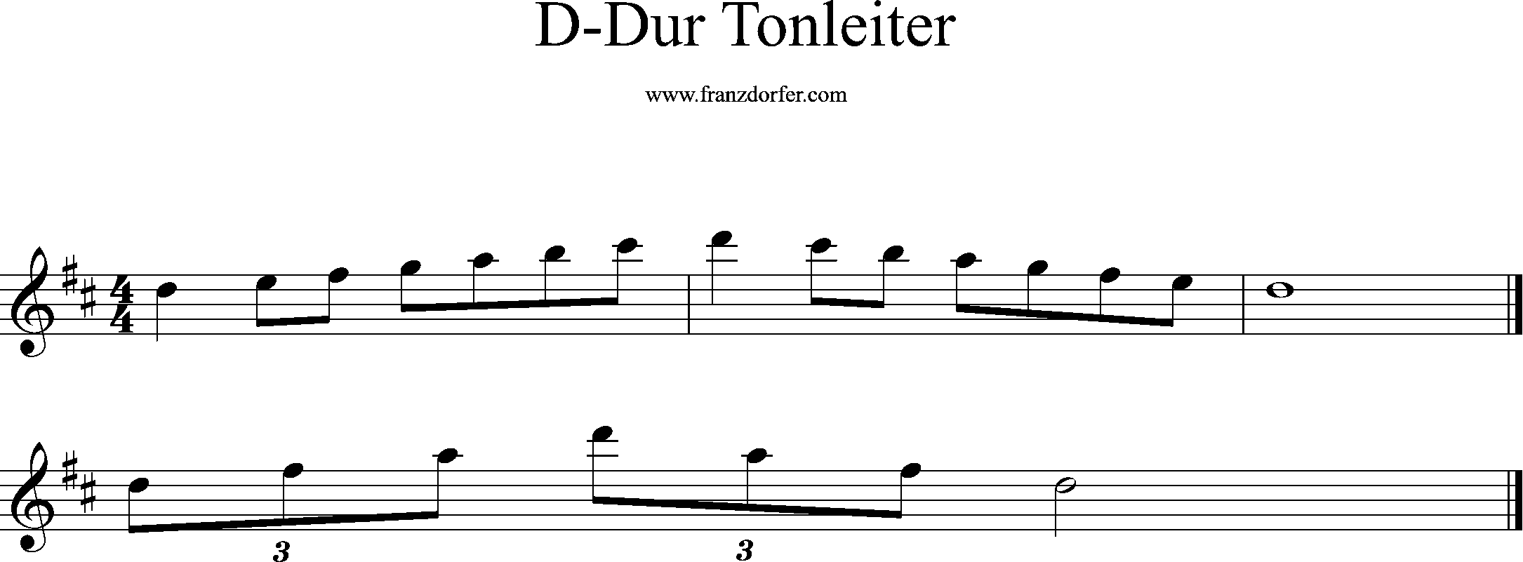 d-dur tonleiter, d2-d3